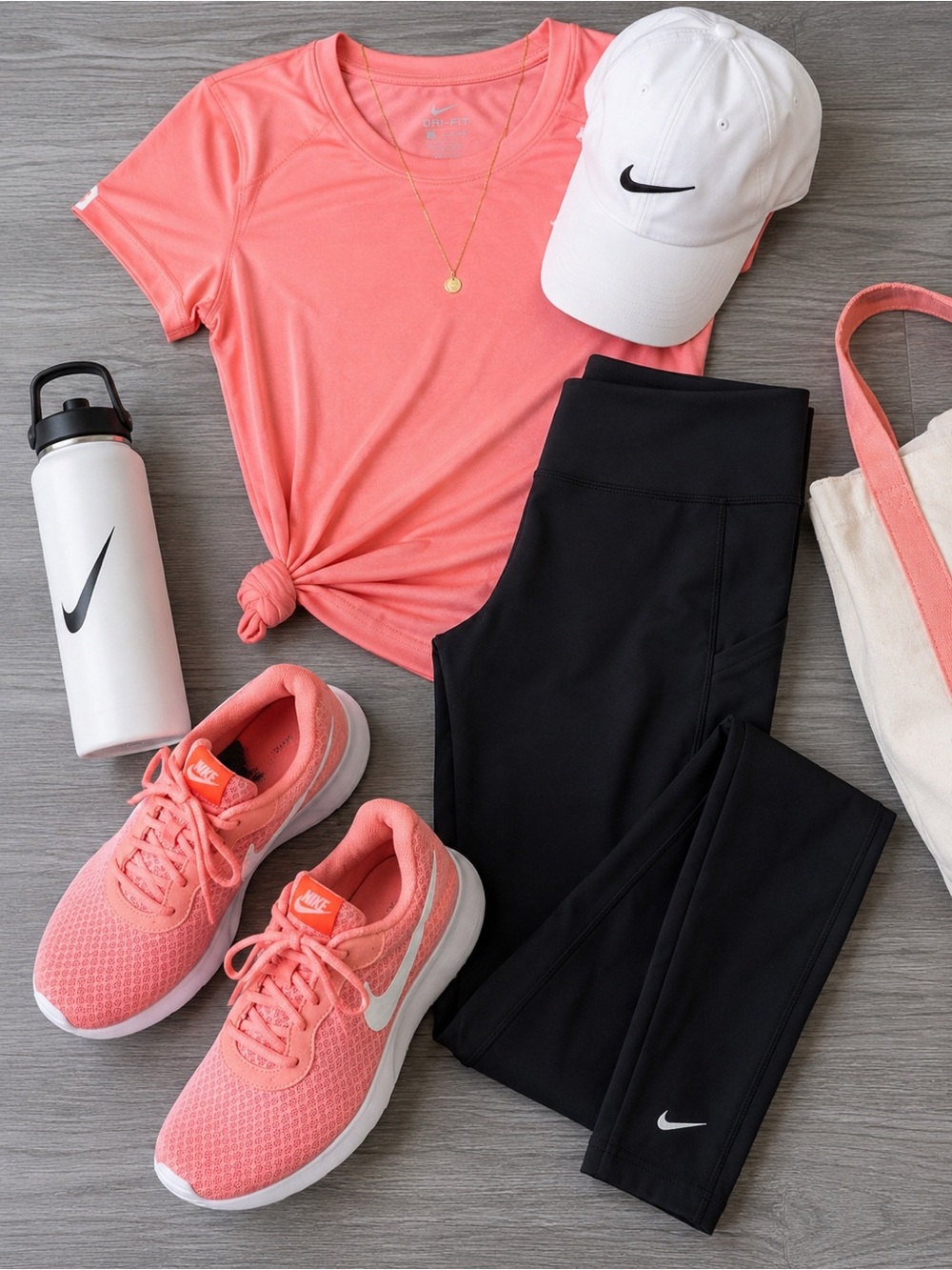 Nike Tanjun Shoes Size 7.5 Women's Coral Pink Running Sneakers